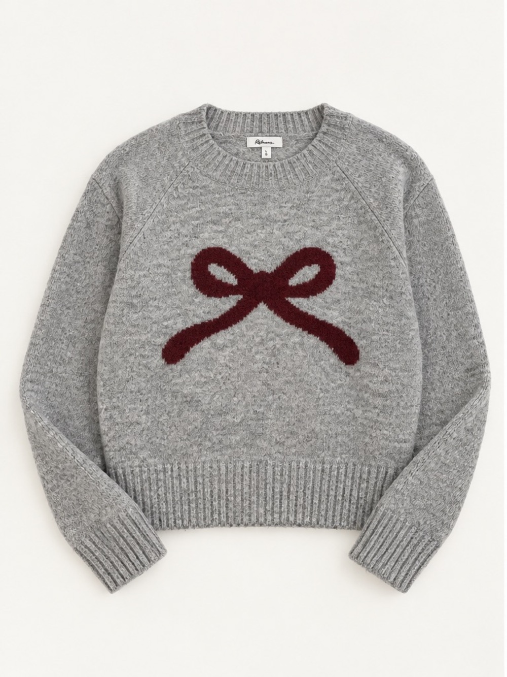 Reitmans Bow Crewneck Sweater in Gray Size Large